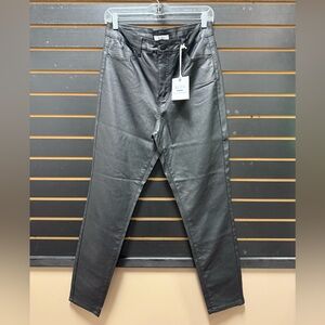 BLEU Coated Pants Black Skinny Stretch High Rise Size 14 NWT